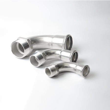 CODO CURVA R/MACHO INOXIDABLE